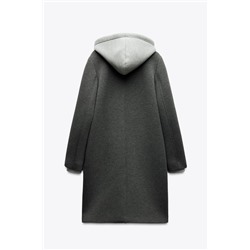 CONTRAST HOODED COAT