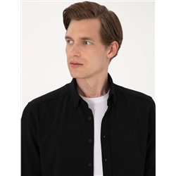 Siyah Slim Fit Uzun Kollu Gömlek