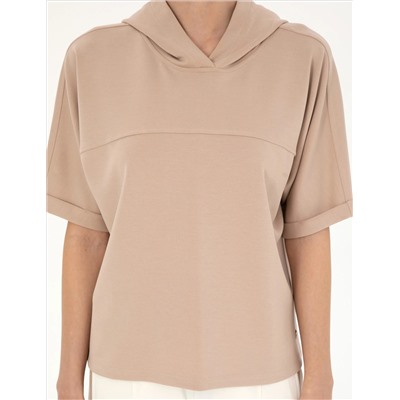 Bej Regular Fit Modal Kumaş Sweatshirt