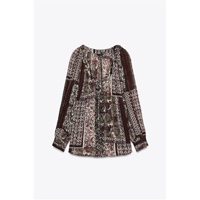 BLUSA ABALORIOS ESTAMPADA HILO METALIZADO