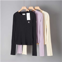 Женская эластичная рубашка с круглым вырезом и длинными рукавами СК