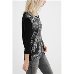 Camiseta boho manga tres cuartos