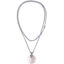 Кулон (Майорка 30мм белая; покрытие родий) 90см, Есть комплект