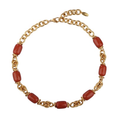 Колье Терра (говлит терракотовый 13х18мм; покрытие золото) 47-51см, Есть комплект