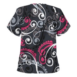 UA Cartwheels Fuchsia V-Neck Print Scrub Top