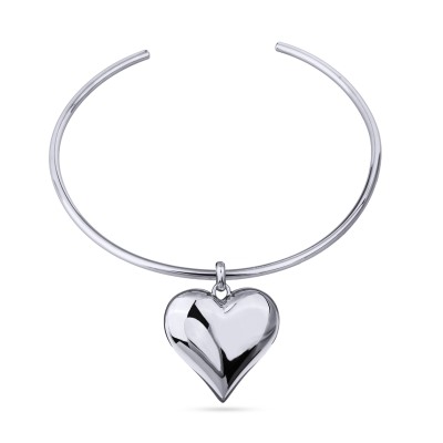 Колье-чокер Сердцебиение (4, 2см; покрытие родий) 42см, Есть комплект