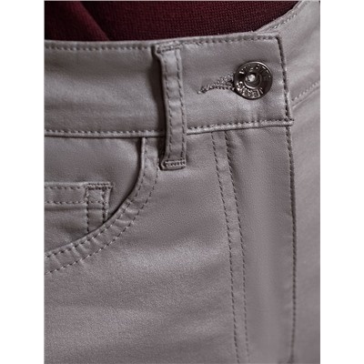 Брюки зауженные из эластичного хлопка с покрытием под кожу