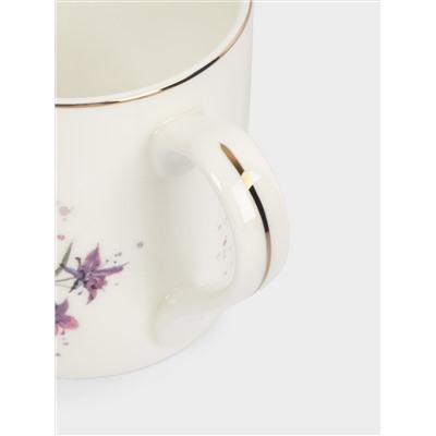 Кружка, 380 мл, фарфор F, белая, с золотистым кантом, Колокольчики, Giardino