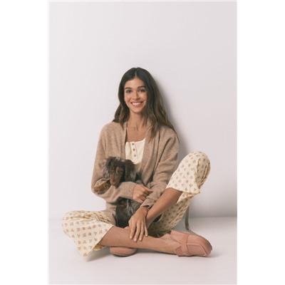 Pijama Capri algodón estampado flores amarillo