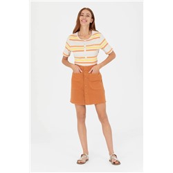 Kadın Kiremit Bisiklet Yaka Tişört