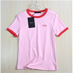 Футболка из изысканного мерсеризованного хлопока с вышитыми буквами, МО*КО