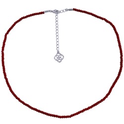 Колье 42-47см (шпинель 3мм вишневая; покрытие родий)