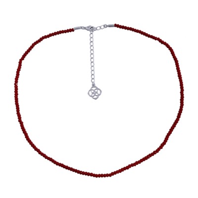 Колье 42-47см (шпинель 3мм вишневая; покрытие родий)