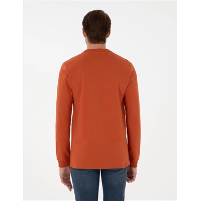 Kiremit Regular Fit Bisiklet Yaka Basic Sweatshirt