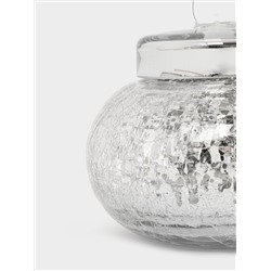 Конфетница, 16х15 см, с крышкой, стекло, серебристая, Кракелюр, Craquelure