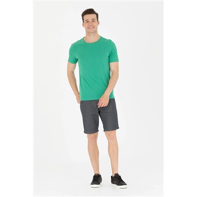 Erkek Yeşil Basic Bisiklet Yaka Tişört