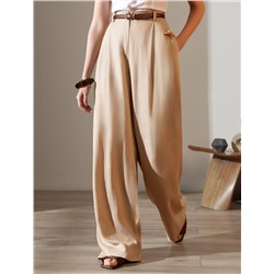 Свободные брюки палаццо на эластичном поясе изо льна с вискозой