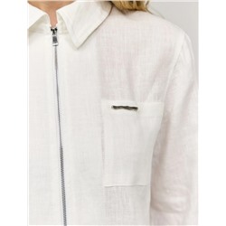 Белая рубашка изо льна на молнии