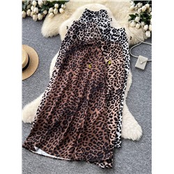 Юбка с леопардовым принтом из плотного атласа