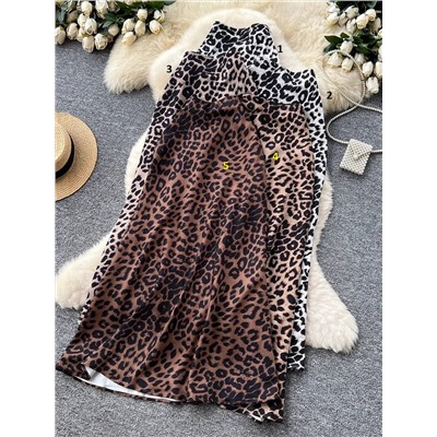 Юбка с леопардовым принтом из плотного атласа