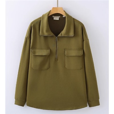 Женская свободная кофта с длинным рукавом и воротником-стойкой