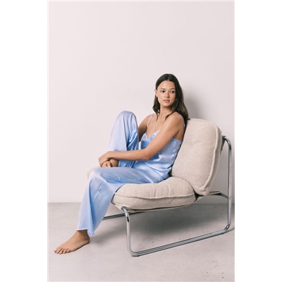 Pijama largo satén azul