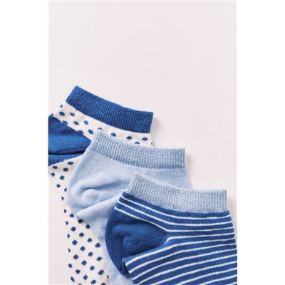Pack 3 calcetines cortos estampado azul lurex