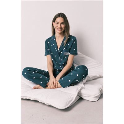 Pijama camisero Hello Kitty algodón manga corta