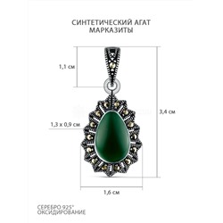 Подвеска из чернёного серебра с агатом и марказитами 925 пробы GAP3140аз