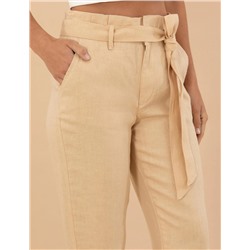 Bej Carrot Fit Keten Pantolon