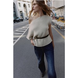 ASYMMETRIC WOOL TOP WITH BELT