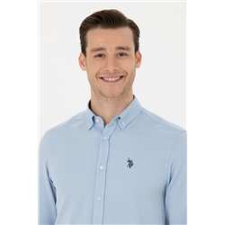 Erkek Mavi Uzun Kollu Gömlek