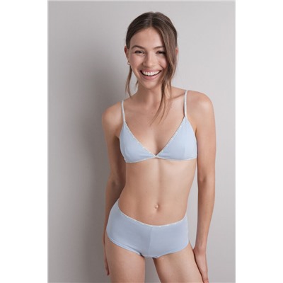 Sujetador triangular algodón copas extraíbles azul