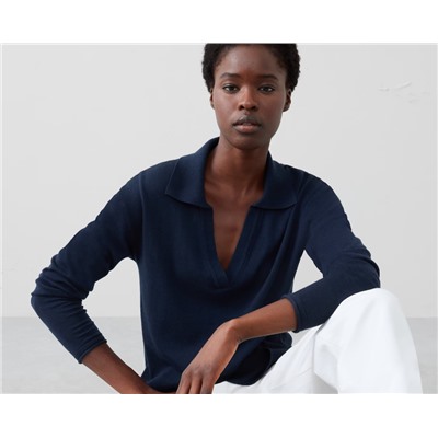 Merino Wool Johnny-Collar Sweater