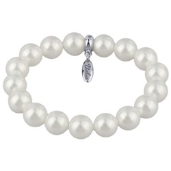 Браслет (Майорка 12мм белая; покрытие родий), Есть комплект