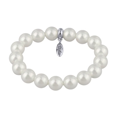 Браслет (Майорка 12мм белая; покрытие родий), Есть комплект