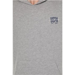 Erkek Gri Melanj Kapüşonlu Basic Sweatshirt