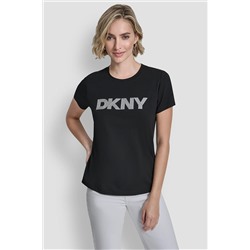 METALLIC LOGO EMBROIDERED TEE