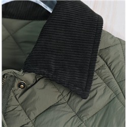 Женская  стеганая вельветовая куртка с контрастными цветными лацканами из тонкого хлопка