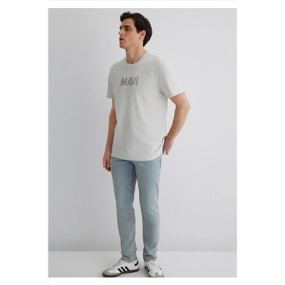 Mavi Logo Baskılı Gri Erkek T-shirt M066846-70080