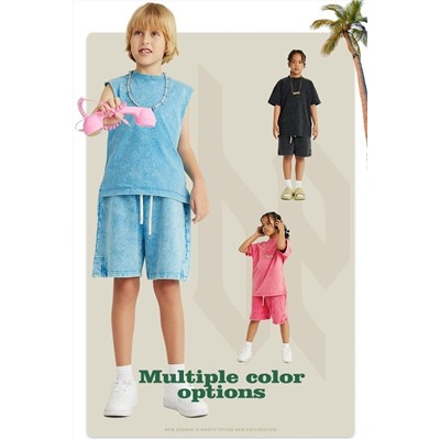 Детские шорты с эффектом потёртостей в комплект к топу из поста выше Материал: 100% хлопок