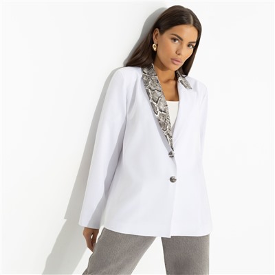 Жакет на подкладе с подплечниками, Притягательный взгляд (white)