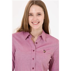 Kadın Bordo Uzun Kollu Basic Gömlek