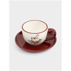 Пара чайная, 220 мл, 2 перс, 4 пр, керамика D, красная, Лошадка, Festival