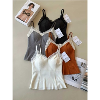 Нежный и очень красивый плотный кружевной топ / майка   L*A PERL*A