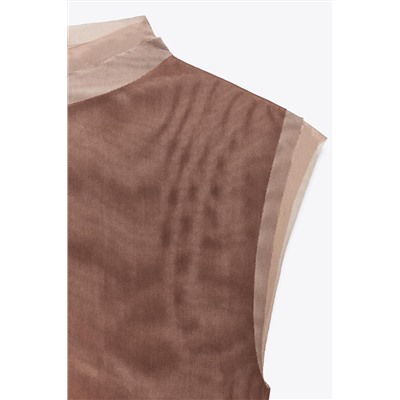 TULLE HIGH NECK T-SHIRT