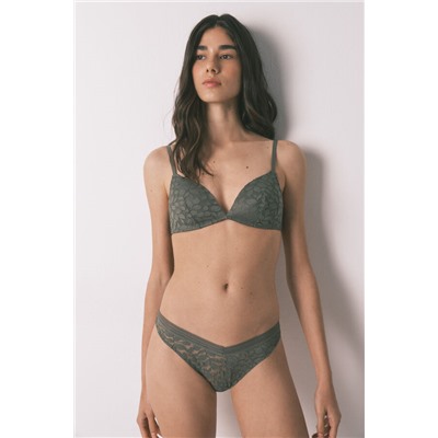 Sujetador triangular CHARMING relleno encaje kaki