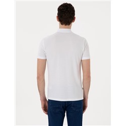 Beyaz Slim Fit Polo Yaka Tişört