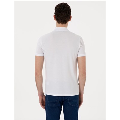 Beyaz Slim Fit Polo Yaka Tişört