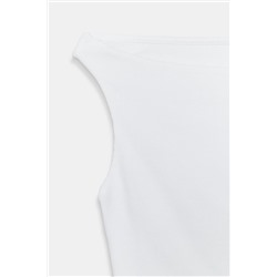 COLD SHOULDER RIBBED T-SHIRT